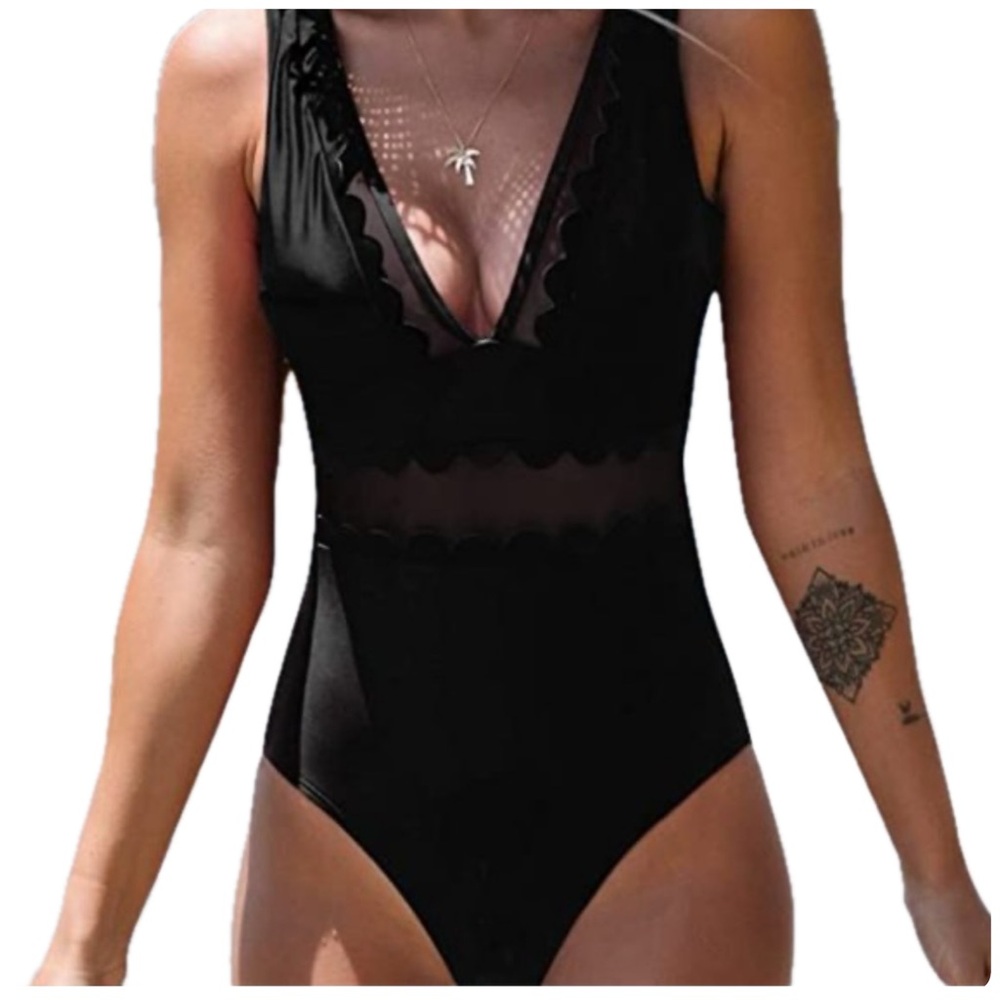 Cupshe One Piece Mesh Cutout Swimsuit